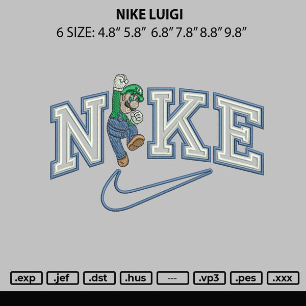 Nike Luigi Embroidery File 6 sizes