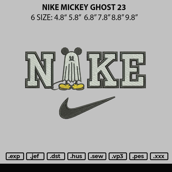 Nike Mickey Ghost 23 Embroidery File 6 sizes