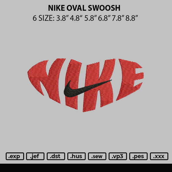 Nike Oval Swoosh Embroidery File 6 sizes