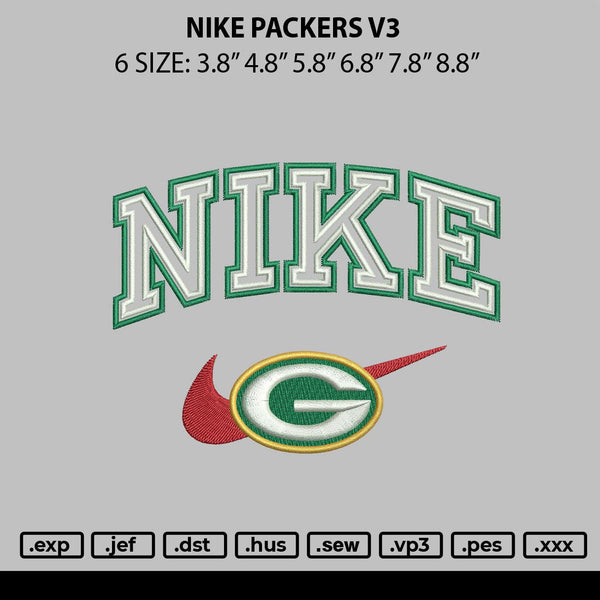 Nike Packers V3 Embroidery File 6 sizes