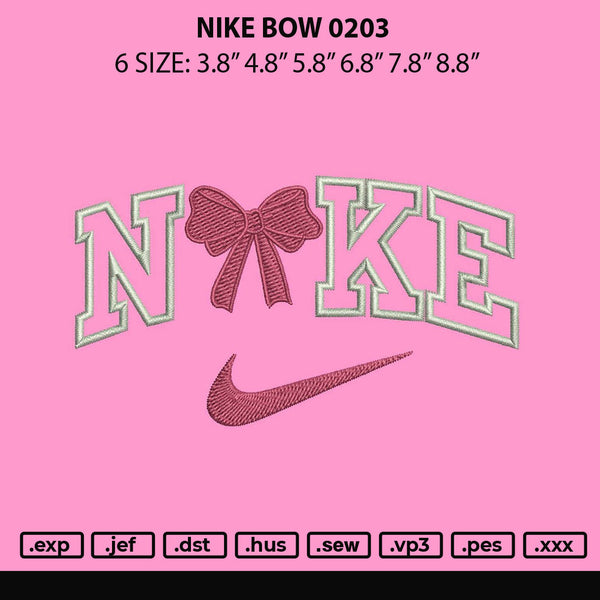 Nike Bow 0203 Embroidery File 6 sizes