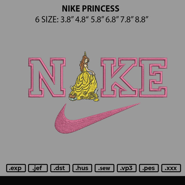 Nike Princess Embroidery File 6 sizes