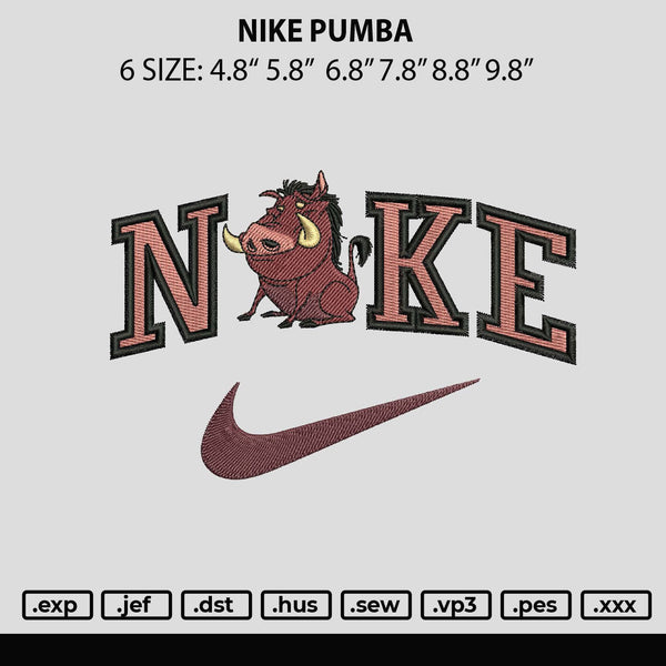 Nike Pumba Embroidery File 6 sizes