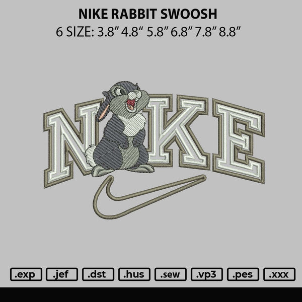 Nike Rabbit Swoosh Embroidery File 6 sizes