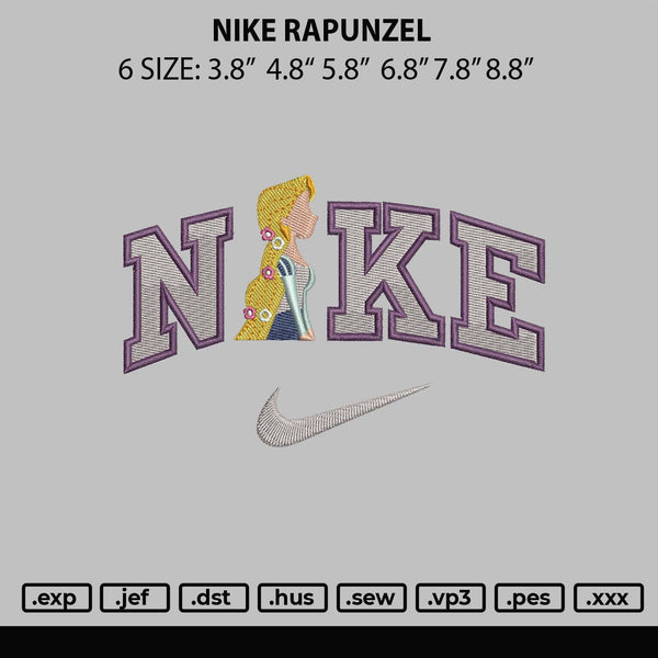 Nike Rapunzel Embroidery File 6 sizes