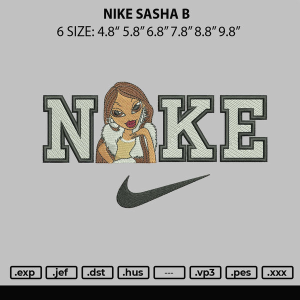 Nike Sasha B Embroidery File 6 sizes