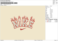 Nike Satin Flame Embroidery File 6 sizes