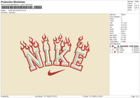 Nike Satin Flame Embroidery File 6 sizes