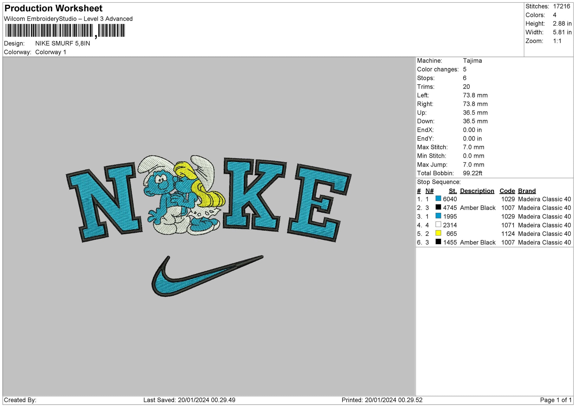 Nike Smurf Embroidery File 6 sizes – embrostudio