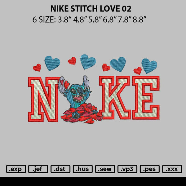 Nike Stitch Love 02 Embroidery File 6 sizes