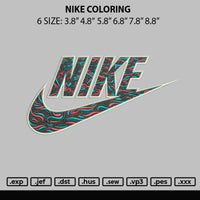 Nike Coloring Embroidery File 6 sizes