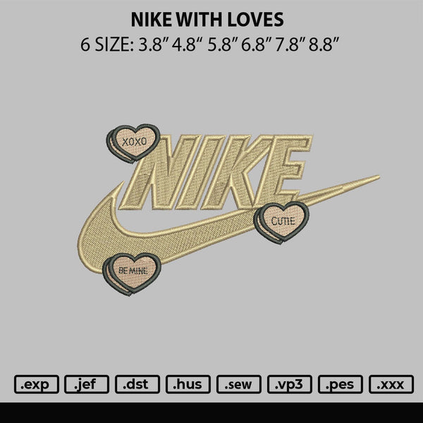 Nike With Loves Embroidery File 6 sizes