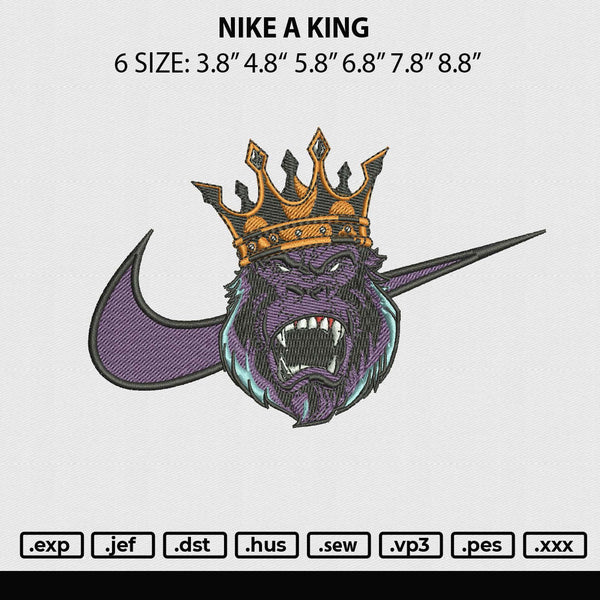 Nike A King Embroidery FIle 6 sizes