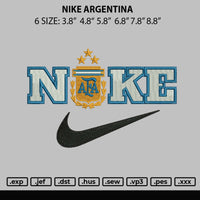 Nike Argentina Embroidery File 6 sizes