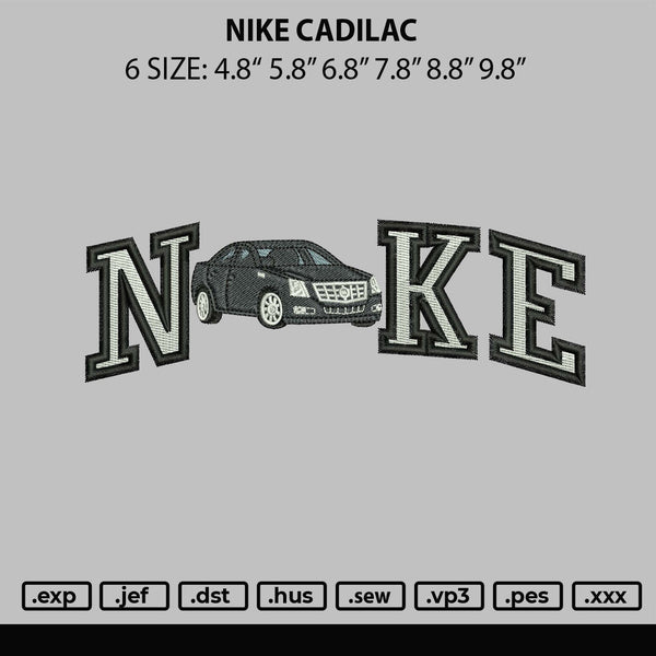 Nike Cadilac Embroidery File 6 sizes