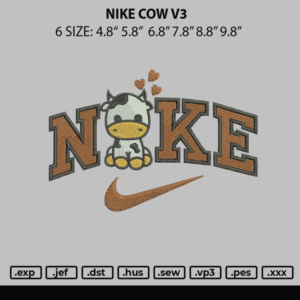 Nike Cow V3 Embroidery File 6 sizes