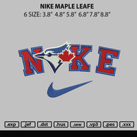 Nike Maple Leafe Embroidery File 6 sizes