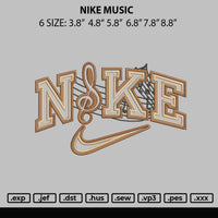 Nike Music Embroidery File 6 sizes