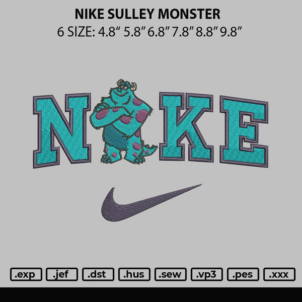 Nike Sulley Monster Embroidery File 6 sizes