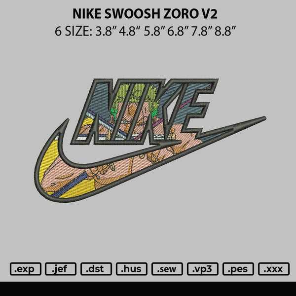 Nike Swoosh Zoro Embroidery File 6 sizes