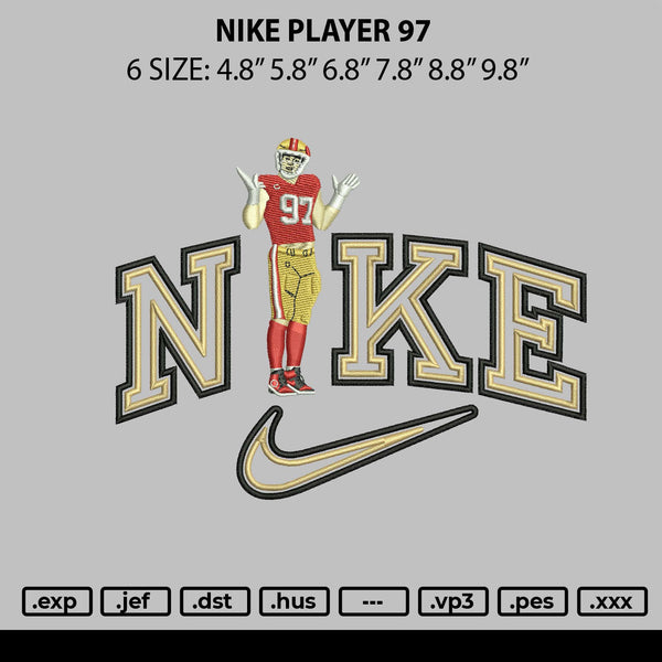 Nike Player 97 Embroidery File 6 sizes