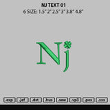 Nj Text 01 Embroidery File 6 sizes