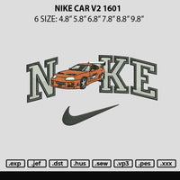 Nike Car V2 1601 Embroidery File 6 sizes