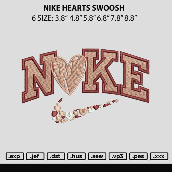 Nike Hearts Swoosh Embroidery File 6 sizes