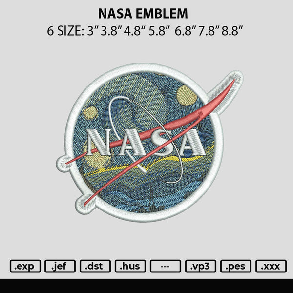 Nasa Emblem Embroidery File 6 sizes