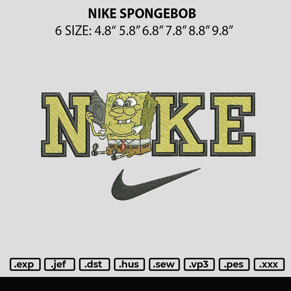 Nike Spongeob Embroiery File 6 sizes