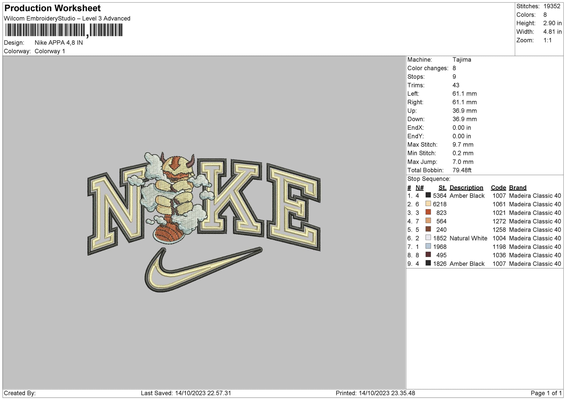 Nike Appa 23 Embroidery File 6 sizes – embrostudio