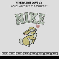 Nike Rabbit Love V2 Embroidery File 6 sizes