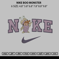 Nike Boo Monster Embroidery File 6 sizes