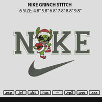 Nike Grinch Stitch Embroidery File 6 sizes