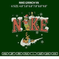 Nike Grinch V8 Embroidery File 6 sizes