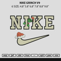 Nike Grinch V9 Embroidery File 6 sizes