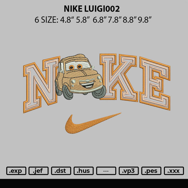 Nike Luigi002 Embroidery File 6 sizes