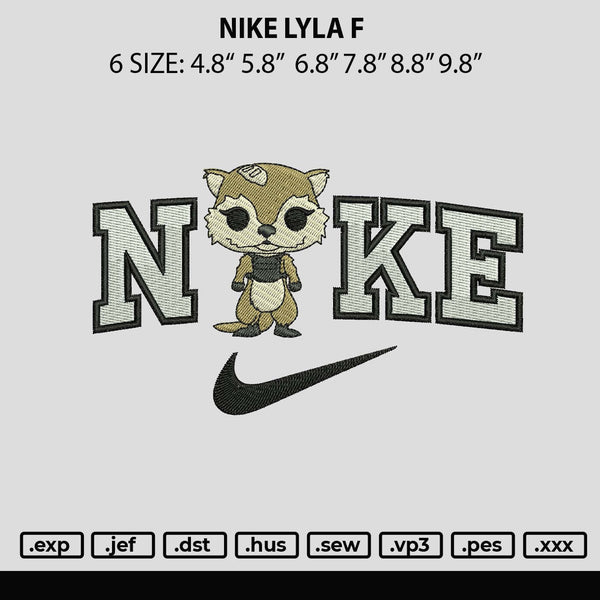 Nike Lyla F Embroidery File 6 sizes