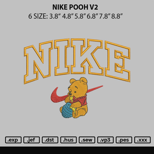 Nike Pooh V2 Embroidery File 6 sizes