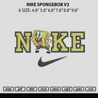 Nike Spongebob V2 Embroidery File 6 sizes