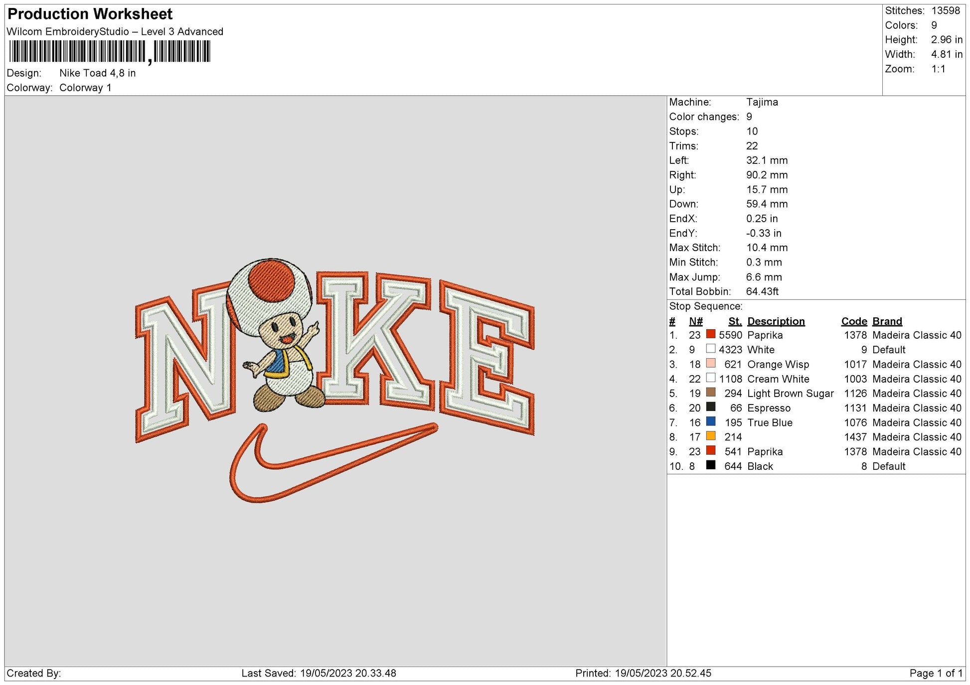 Nike Toad Embroidery File 6 Sizes – Embrostudio