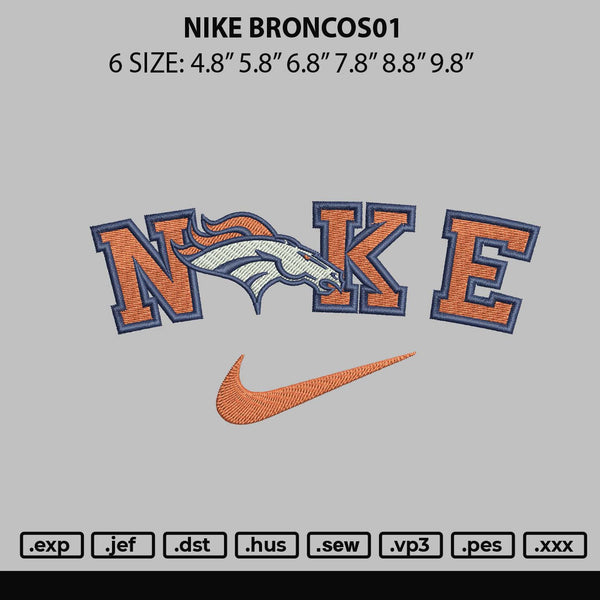 Nike Broncos01 Embroidery File 6 sizes