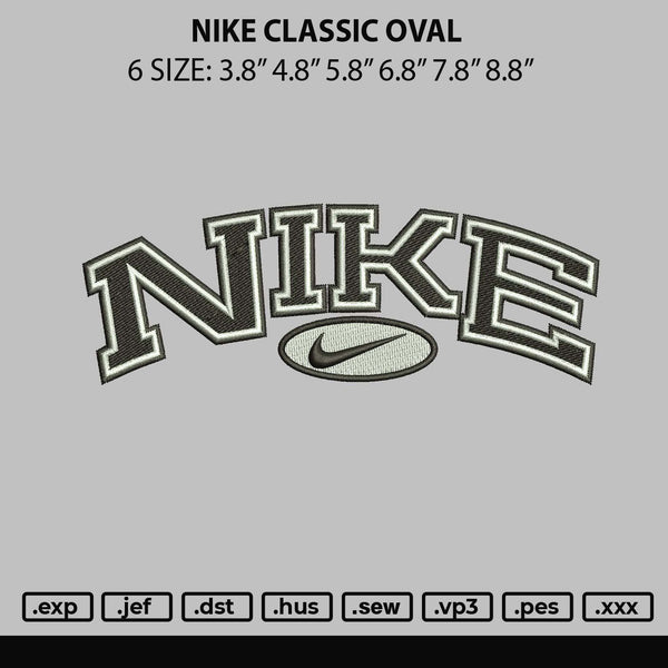 Nike Classic Oval Embroidery File 6 sizes