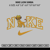 Nike Lion Simba Embroidery File 6 sizes