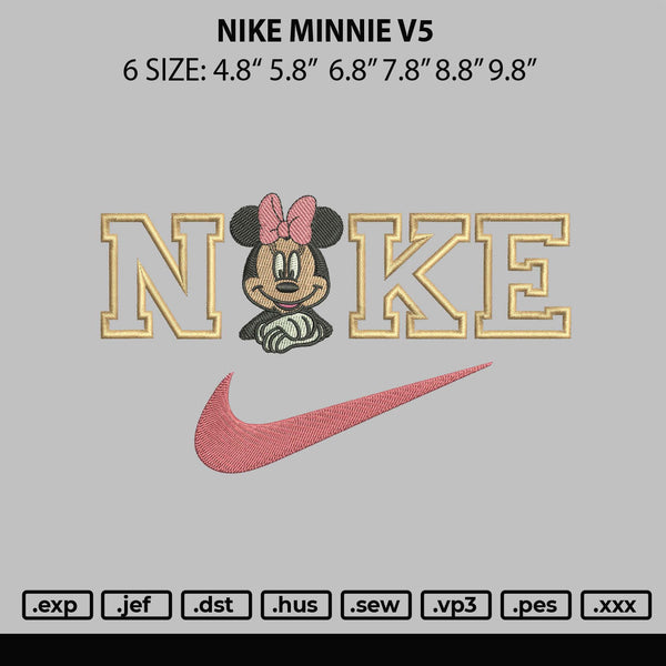 Nike Minnie V5 Embroidery File 6 sizes