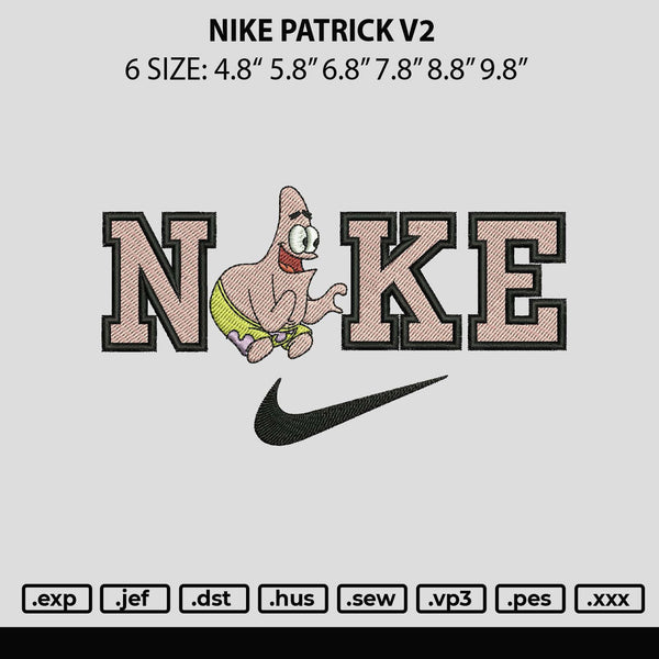 Nike Patrick V2 Embroidery File 6 sizes