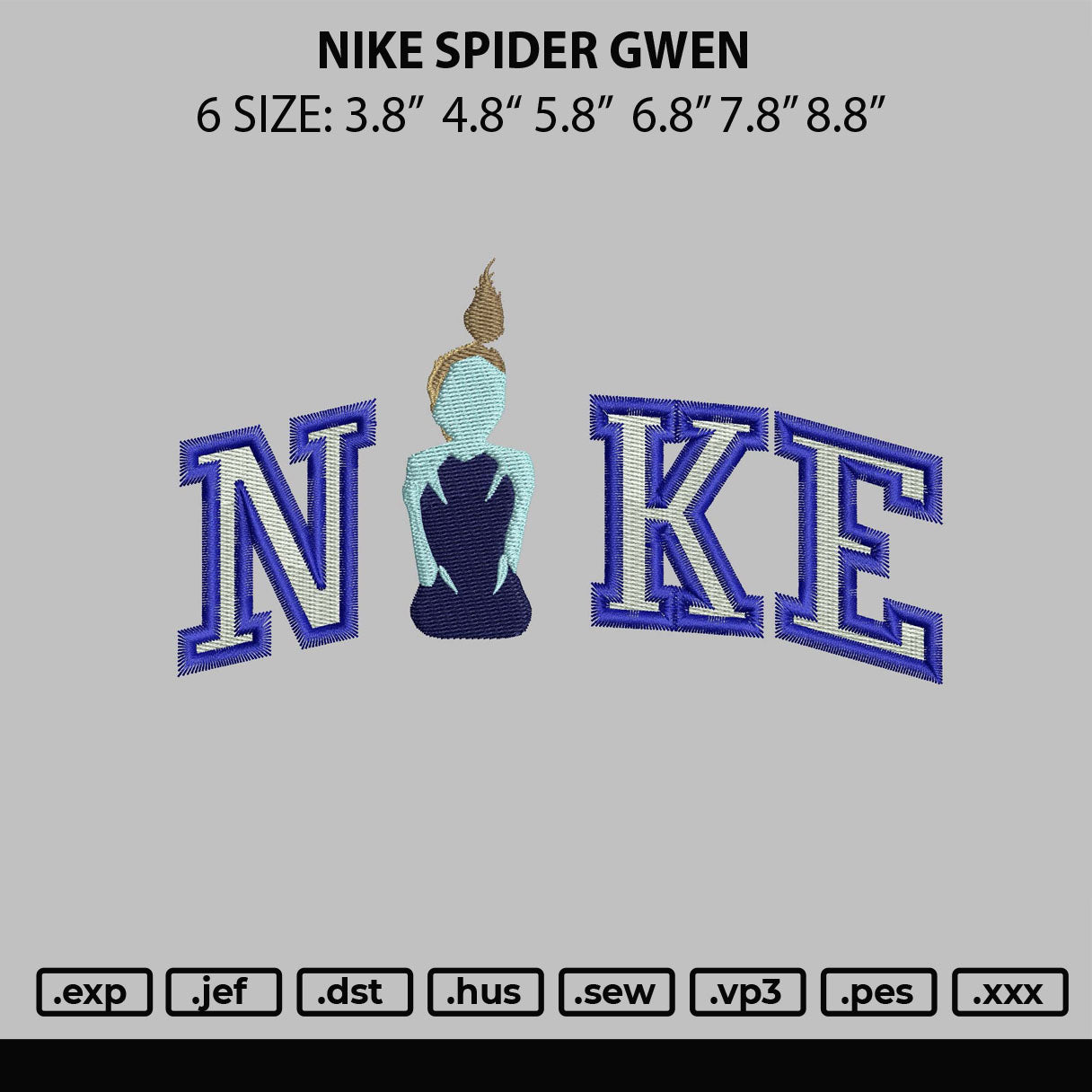 Nike Spider Gwen Embroidery File 6 sizes – embrostudio