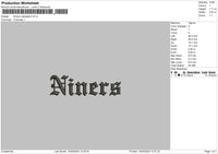 Niners Text Embroidery File 6 sizes