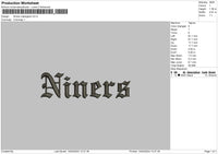 Niners Text Embroidery File 6 sizes