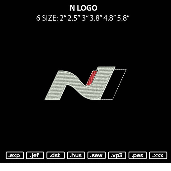 N Logo Embroidery File 6 sizes